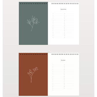 inkylines verjaardags kalender botanical