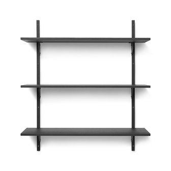 Ferm living Sector triple shelf black ash / black brass