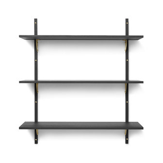 Ferm living Sector triple shelf black ash /  brass