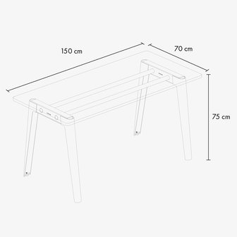 Tiptoe new modern desk sizes 150 cm