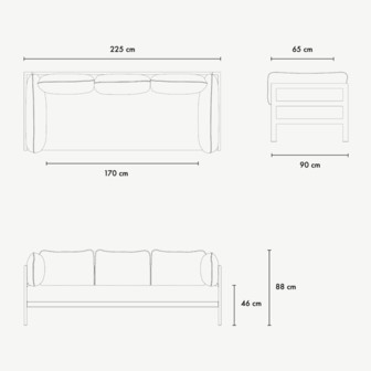 Tiptoe Easy 3 seater afmetingen