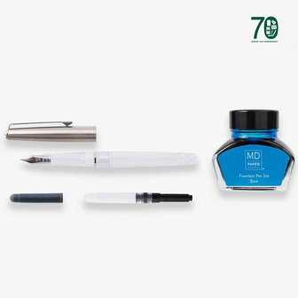 Midori MD Fountain Pen with Bottled Ink Limited Edition Blue