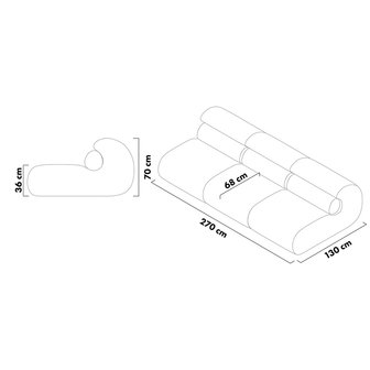 OUT Objecte Unserer Tage OLA Sofa 3-seater afmetingen