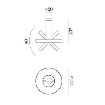 TONONE Beads Wall 35 Downlight wandlamp technische tekening