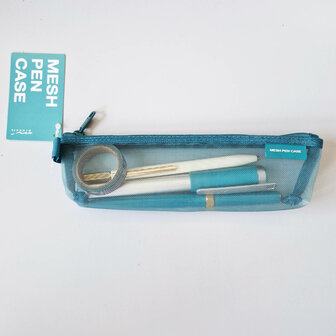 Midori mesh pen case blue