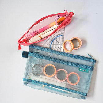 Midori mesh pen case pink