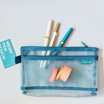 Midori mesh pen pouch blue