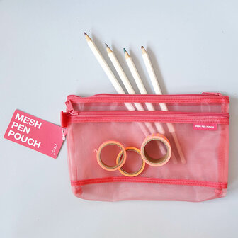 Midori mesh pen pouch pink