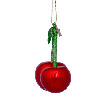 Vondels ornament glas kersen H8cm