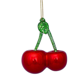 Vondels ornament glas kersen H8cm