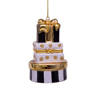 Vondels ornament glas zwart en wit gift boxes