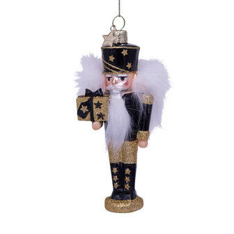 Vondels ornament glas Notenkraker zwart/goud