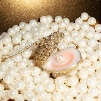 Vondels Ornament champagne glitter oester 