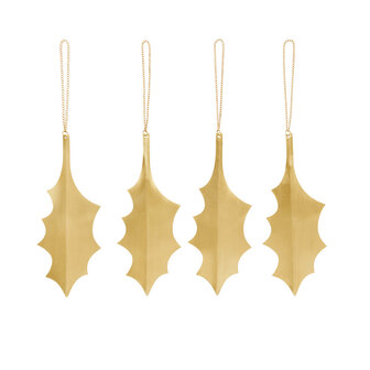 Ferm Living Hulstblad Messing Ornamenten - set van 4 