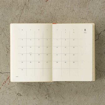 Midori MD Notebook Diary 2026 A6 (Monthly block + 1 day 1 page)