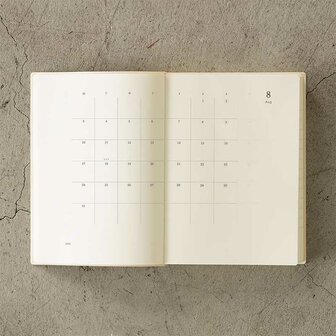 Midori MD Notebook Diary 2026 A5 (Monthly block + 1 day 1 page)