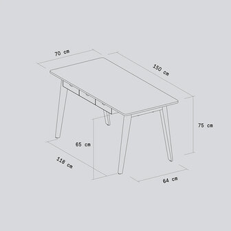 TIPTOE New Modern - Bureau met laden (150 cm)