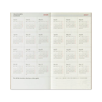 Traveler&#039;s notebook - 2026 Weekly and Memo Refill Jaaragenda