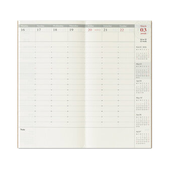 Traveler&#039;s notebook - 2026 Weekly Vertical Diary regular size