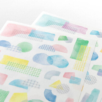 Midori Yuru Log Twee Stickervellen Collage Aquarel