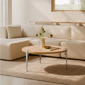 Tiptoe low table 90 cm round RVS stainless steel leg 43 cm