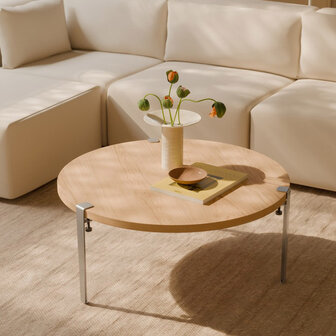 Tiptoe low table 90 cm round RVS stainless steel leg 43 cm