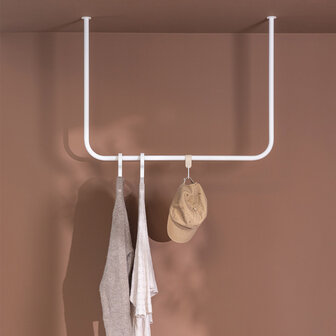 Metallbude plafondkledingstang ENIO - Wit