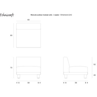 Ethnicraft Monocle outdoor modulaire sofa - 1 zits