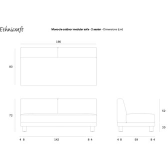 Ethnicraft Monocle outdoor modulaire sofa - 2 zits