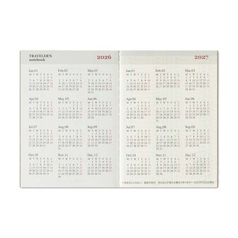 Traveler's notebook Passport Size Diary 2026 Second Half Weekly agenda