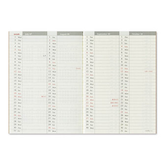 Traveler's notebook Passport Size Diary 2026 Second Half Weekly agenda