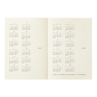 Midori MD Notebook Diary 2027 A6 - Monthly block + memo