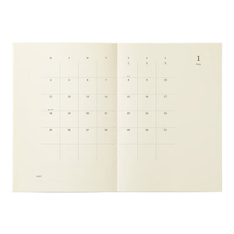 Midori MD Notebook Diary 2027 A5 THIN Monthly block + memo