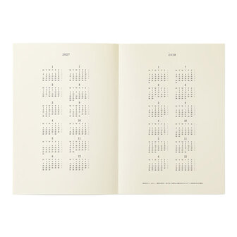 Midori MD Notebook Diary 2027 A5 THIN Monthly block + memo