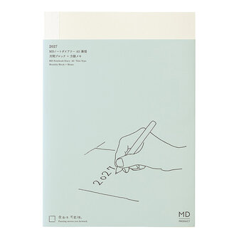 Midori MD Notebook Diary 2027 A5 THIN Monthly block + memo