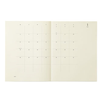 Midori MD Notebook Diary 2027 A4 THIN - Monthly block + memo