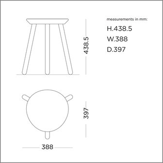 maten en constructie naive stool