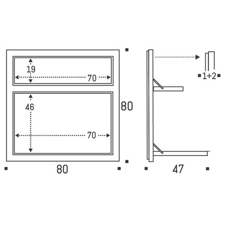 Ambivalenz secretaire 80x80x2 afmetingen