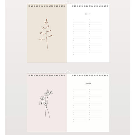 inkylines verjaardags kalender botanical