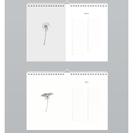 inkylines verjaardags kalender botanical