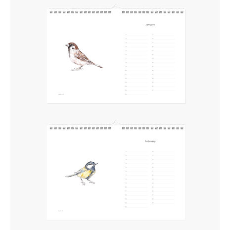 inkylines verjaardagskalender vogels