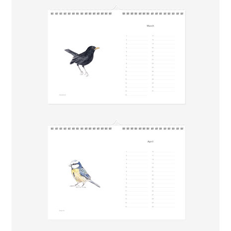 inkylines verjaardagskalender birds