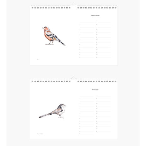 inkylines verjaardagskalender vogels