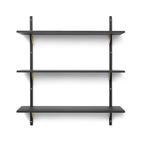 Ferm living Sector triple shelf black ash /  brass