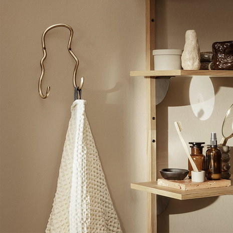 Ferm Living Curvature Double Hook brass