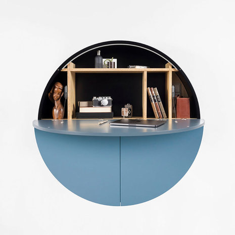 emko pill round wall desk blue 