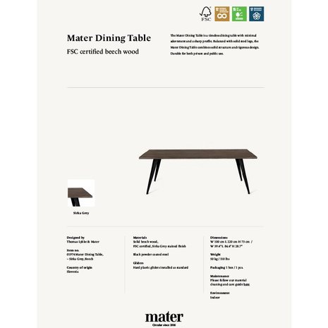 Mater design eettafel