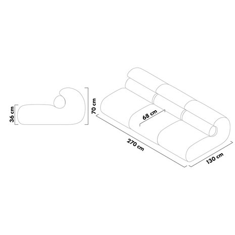 OUT Objecte Unserer Tage OLA Sofa 3-seater afmetingen