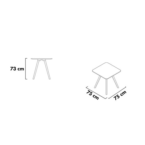 Objekte Unserer Tage (OUT) Meyer tafel vierkant 75cm afmetingen