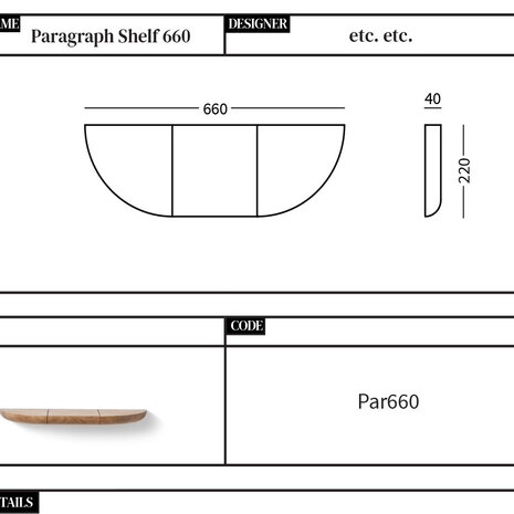 Emko paragraph shelf 66 cm